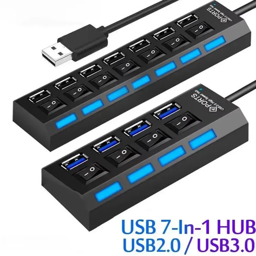 Hub USB 7 Puertos con Interruptores